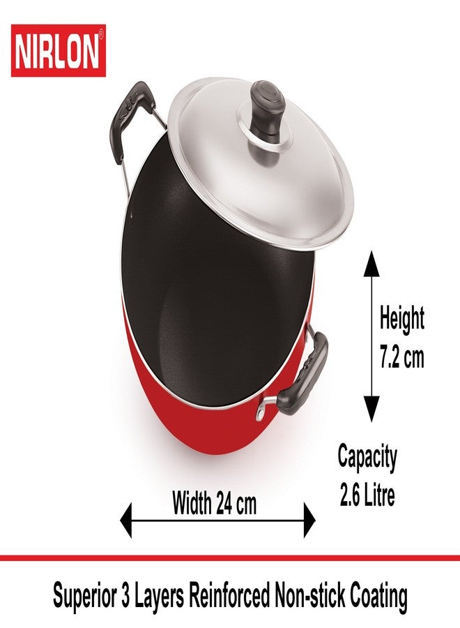 Nirlon Non-Stick Aluminium Deep Kadai Combo Set Big & Small Size with Stainless Steel Lid. Easy to Cook, Lowest Price Gurantee. - Image 3